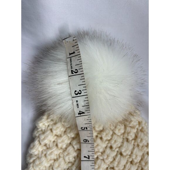 Free People Chunky Knit Pom Pom Beanie Hat Cream One Size Wool Classy Winter - Picture 8 of 8